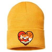 Cute Foxy Heart Fox Lover Sustainable Knit Beanie