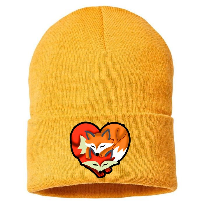 Cute Foxy Heart Fox Lover Sustainable Knit Beanie