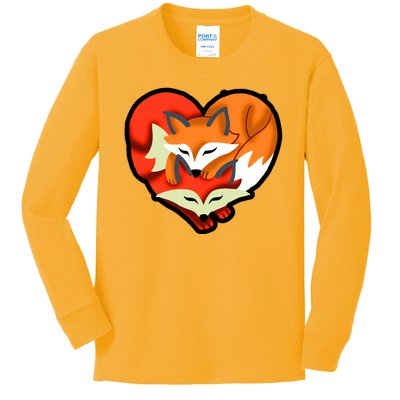 Cute Foxy Heart Fox Lover Kids Long Sleeve Shirt