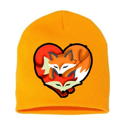 Cute Foxy Heart Fox Lover Short Acrylic Beanie