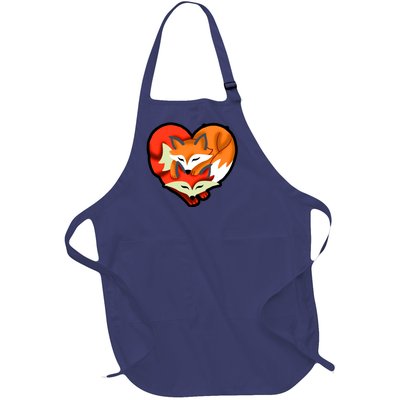 Cute Foxy Heart Fox Lover Full-Length Apron With Pockets