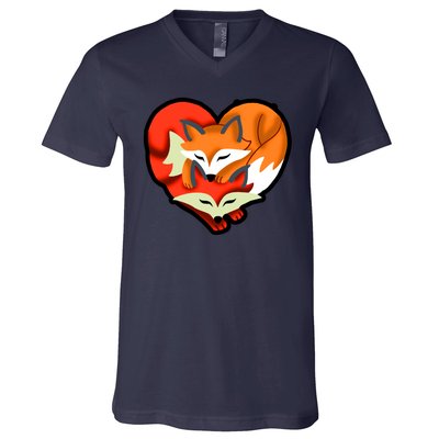 Cute Foxy Heart Fox Lover V-Neck T-Shirt