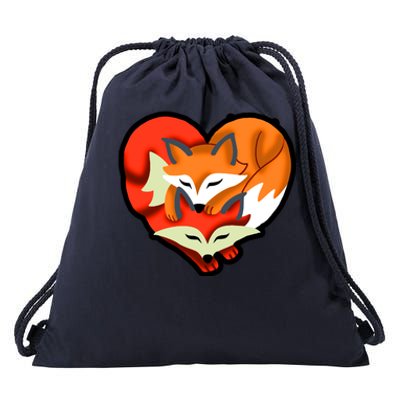 Cute Foxy Heart Fox Lover Drawstring Bag