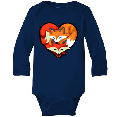 Cute Foxy Heart Fox Lover Baby Long Sleeve Bodysuit