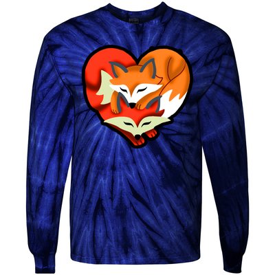 Cute Foxy Heart Fox Lover Tie-Dye Long Sleeve Shirt