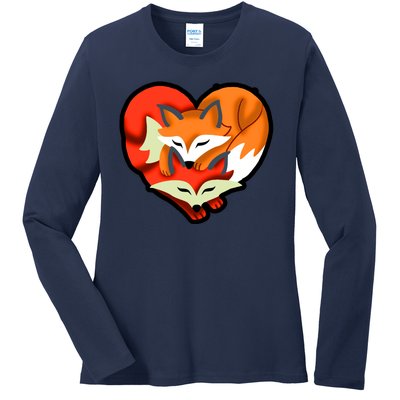 Cute Foxy Heart Fox Lover Ladies Long Sleeve Shirt