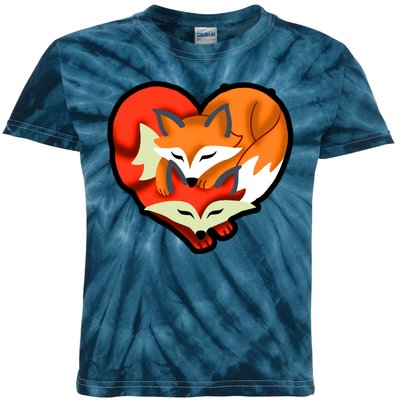 Cute Foxy Heart Fox Lover Kids Tie-Dye T-Shirt