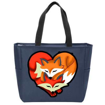 Cute Foxy Heart Fox Lover Zip Tote Bag