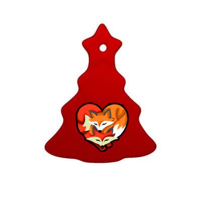 Cute Foxy Heart Fox Lover Ceramic Tree Ornament