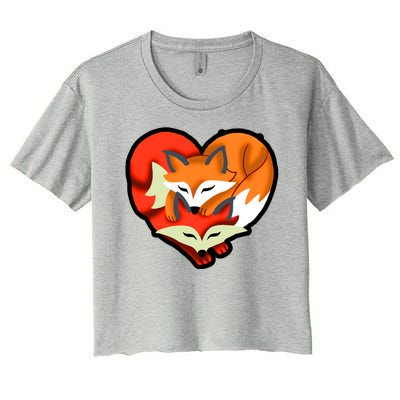 Cute Foxy Heart Fox Lover Women's Crop Top Tee