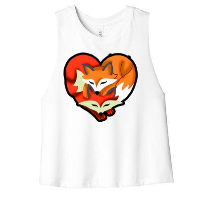 Cute Foxy Heart Fox Lover Women's Racerback Cropped Tank