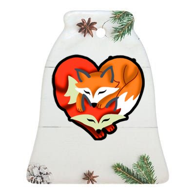 Cute Foxy Heart Fox Lover Ceramic Bell Ornament