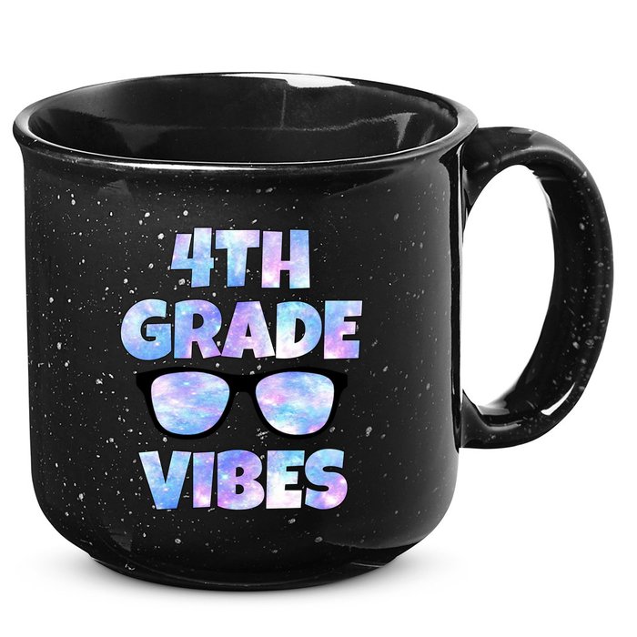 Cute Funny 4th Grade Vibes Cool Sunglasses 15oz Campfire Ceramic Mug
