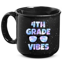Cute Funny 4th Grade Vibes Cool Sunglasses 15oz Campfire Ceramic Mug