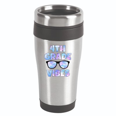 Cute Funny 4th Grade Vibes Cool Sunglasses 16oz Travel Tumbler