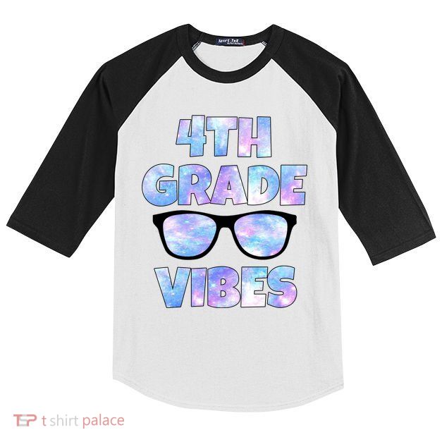 Cute Funny 4th Grade Vibes Cool Sunglasses Kids Colorblock Raglan Jersey