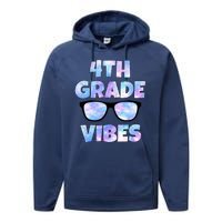 Cute Funny 4th Grade Vibes Cool Sunglasses Performance Fleece Hoodie