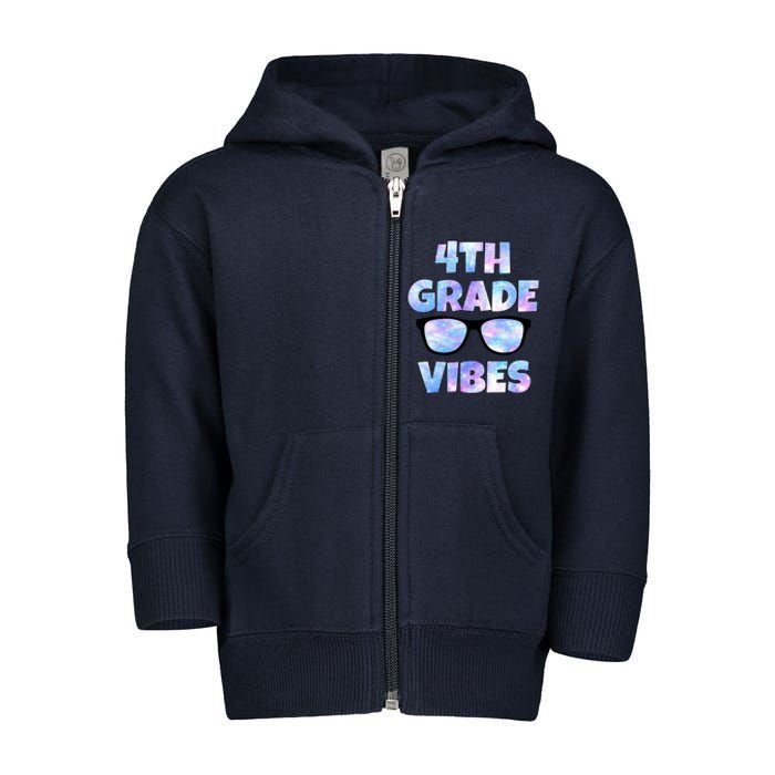 Cute Funny 4th Grade Vibes Cool Sunglasses Toddler Zip Fleece Hoodie