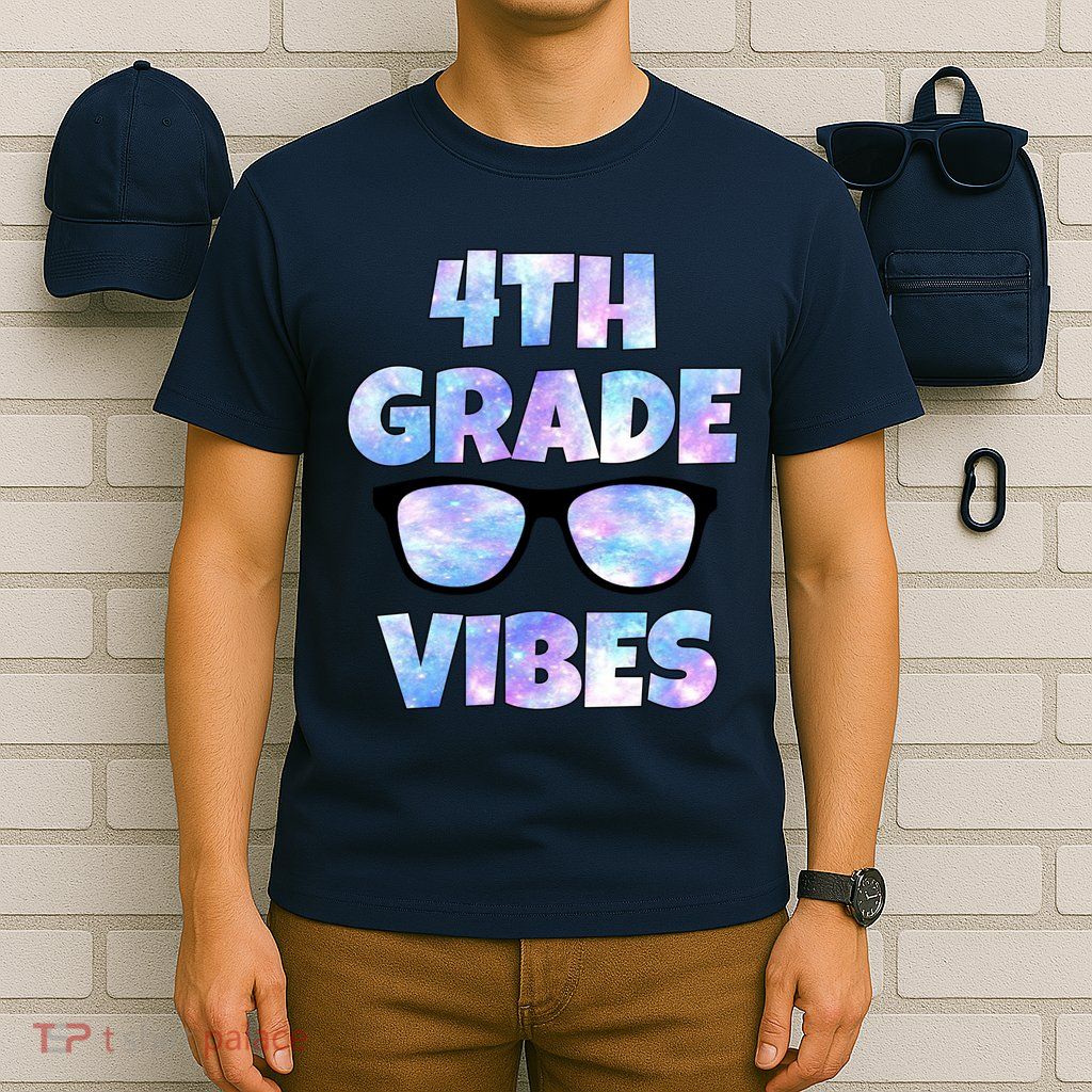 Cute Funny 4th Grade Vibes Cool Sunglasses T-Shirt