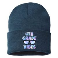 Cute Funny 4th Grade Vibes Cool Sunglasses Sustainable Knit Beanie