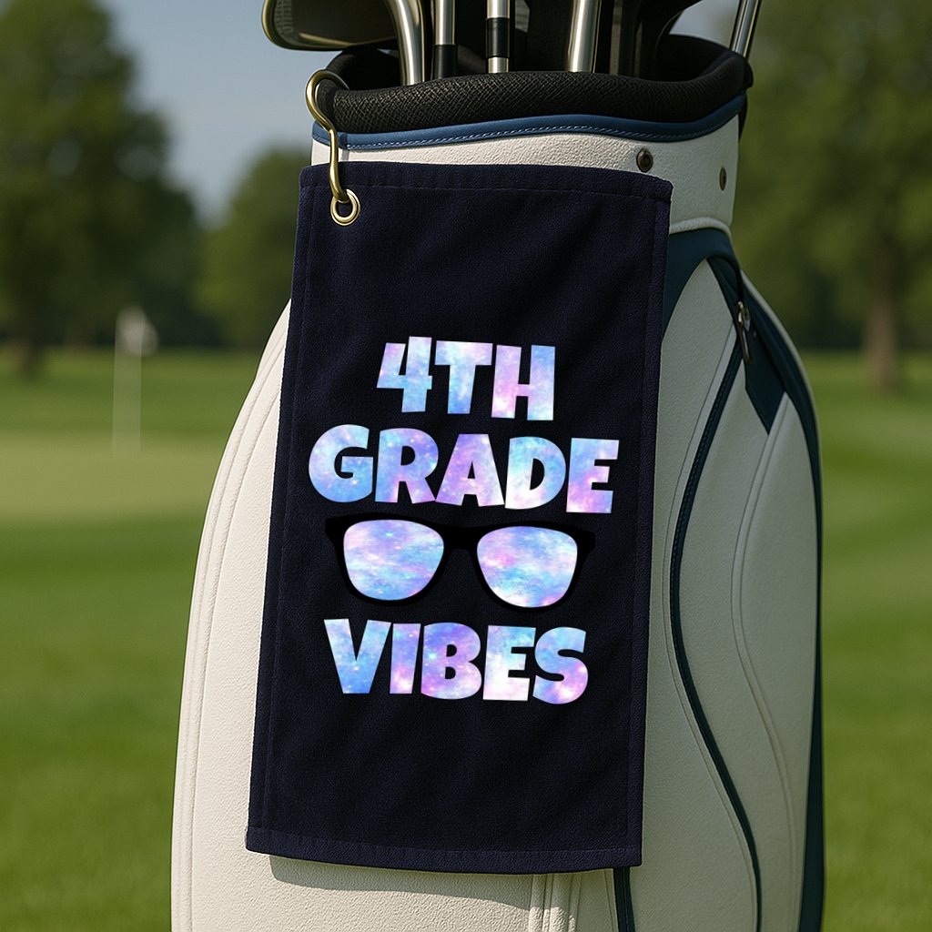 Cute Funny 4th Grade Vibes Cool Sunglasses Golf Towel