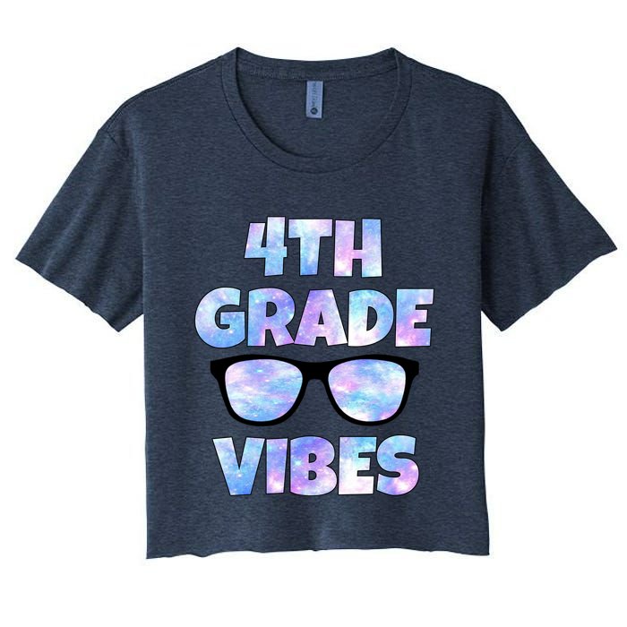 Cute Funny 4th Grade Vibes Cool Sunglasses Crop Top