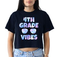 Cute Funny 4th Grade Vibes Cool Sunglasses Crop Top