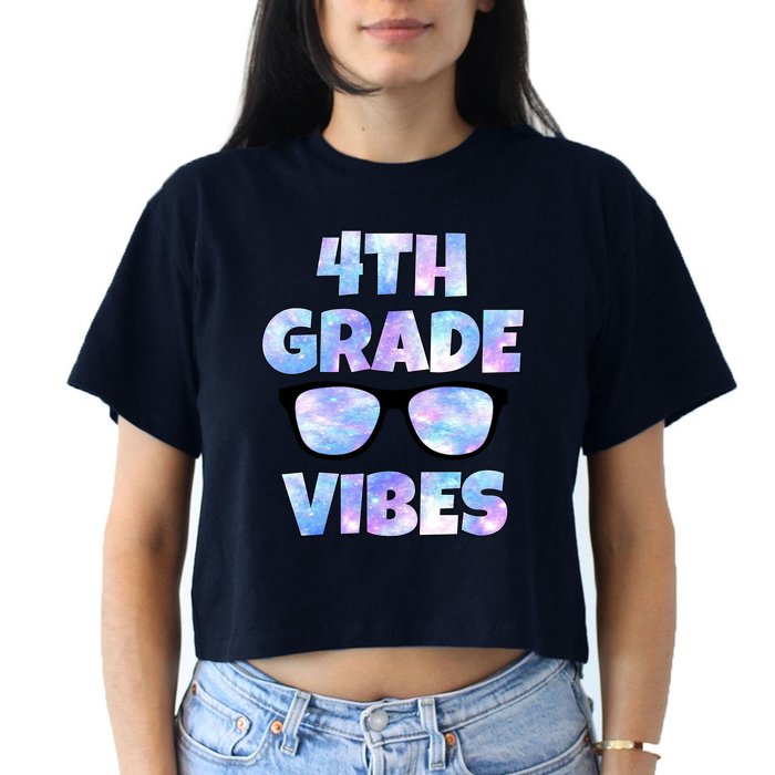 Cute Funny 4th Grade Vibes Cool Sunglasses Crop Top
