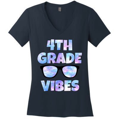 Cute Funny 4th Grade Vibes Cool Sunglasses Women's V-Neck T-Shirt