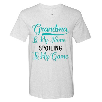 Cute Funny Grandma Is My Name Spoiling Is My Game V-Neck T-Shirt
