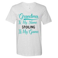 Cute Funny Grandma Is My Name Spoiling Is My Game V-Neck T-Shirt