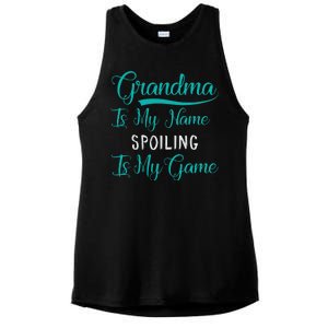 Cute Funny Grandma Is My Name Spoiling Is My Game Ladies PosiCharge Tri-Blend Wicking Tank