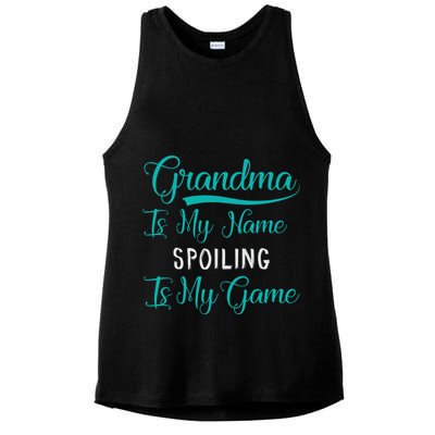 Cute Funny Grandma Is My Name Spoiling Is My Game Ladies PosiCharge Tri-Blend Wicking Tank