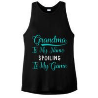 Cute Funny Grandma Is My Name Spoiling Is My Game Ladies PosiCharge Tri-Blend Wicking Tank