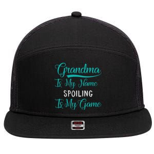 Cute Funny Grandma Is My Name Spoiling Is My Game 7 Panel Mesh Trucker Snapback Hat