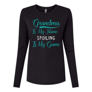 Cute Funny Grandma Is My Name Spoiling Is My Game Womens Cotton Relaxed Long Sleeve T-Shirt