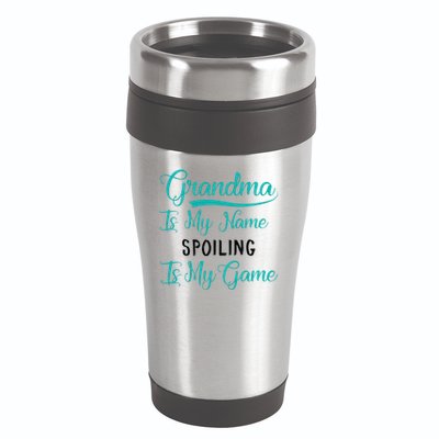 Cute Funny Grandma Is My Name Spoiling Is My Game 16oz Travel Tumbler