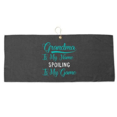 Cute Funny Grandma Is My Name Spoiling Is My Game Large Microfiber Waffle Golf Towel