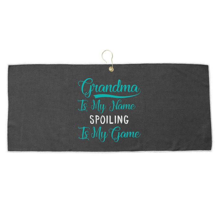 Cute Funny Grandma Is My Name Spoiling Is My Game Large Microfiber Waffle Golf Towel