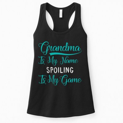 Cute Funny Grandma Is My Name Spoiling Is My Game Womens Tank Top