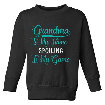 Cute Funny Grandma Is My Name Spoiling Is My Game Toddler Sweatshirt