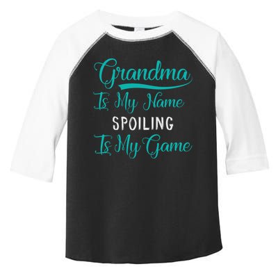 Cute Funny Grandma Is My Name Spoiling Is My Game Toddler Fine Jersey T-Shirt