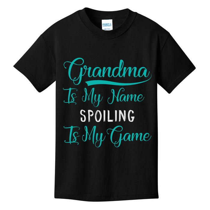 Cute Funny Grandma Is My Name Spoiling Is My Game Kids T-Shirt