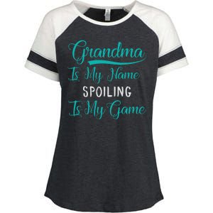 Cute Funny Grandma Is My Name Spoiling Is My Game Enza Ladies Jersey Colorblock Tee