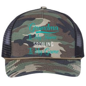 Cute Funny Grandma Is My Name Spoiling Is My Game Retro Rope Trucker Hat Cap