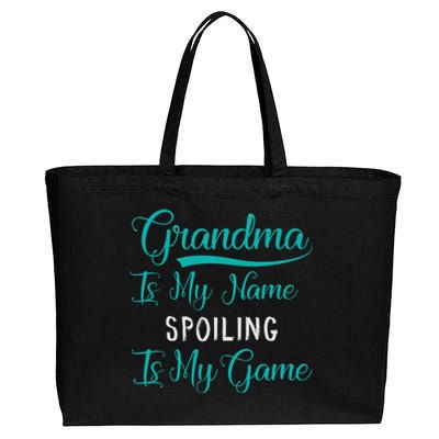 Cute Funny Grandma Is My Name Spoiling Is My Game Cotton Canvas Jumbo Tote