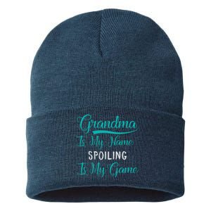 Cute Funny Grandma Is My Name Spoiling Is My Game Sustainable Knit Beanie