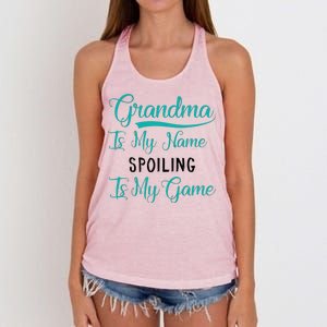 Cute Funny Grandma Is My Name Spoiling Is My Game Women's Knotted Racerback Tank