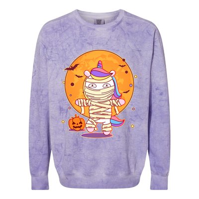 Cute Funny Halloween Unicorn Mummy Colorblast Crewneck Sweatshirt
