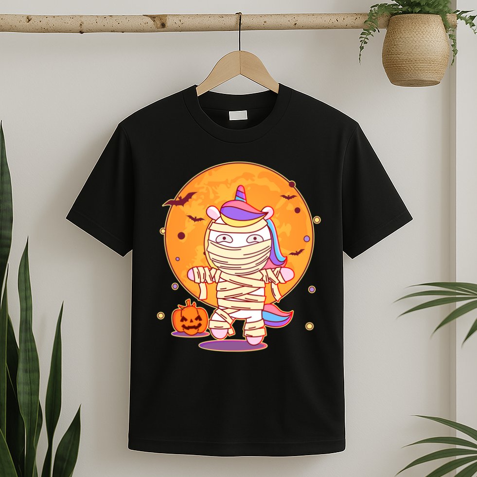 Cute Funny Halloween Unicorn Mummy T-Shirt